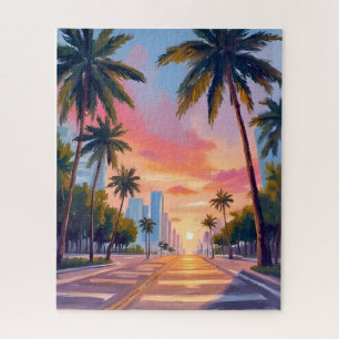 Puzzle Palmiers au coucher du soleil à Miami