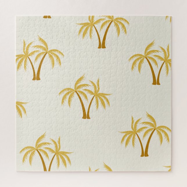 Puzzle Palmiers d'or : Textile Tropical. (Vertical)