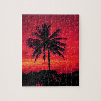 Puzzle Palmiers exotiques du coucher de soleil de l'Hawaï