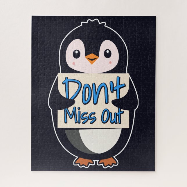 Puzzle Pancarte Pingouin Ne Ratez Rien (Vertical)