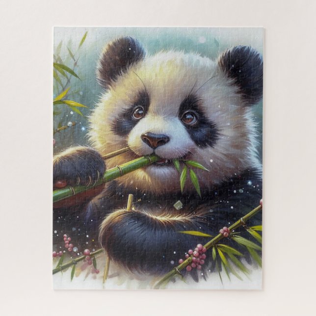 Puzzle Panda adorable mangeant du bambou (Vertical)
