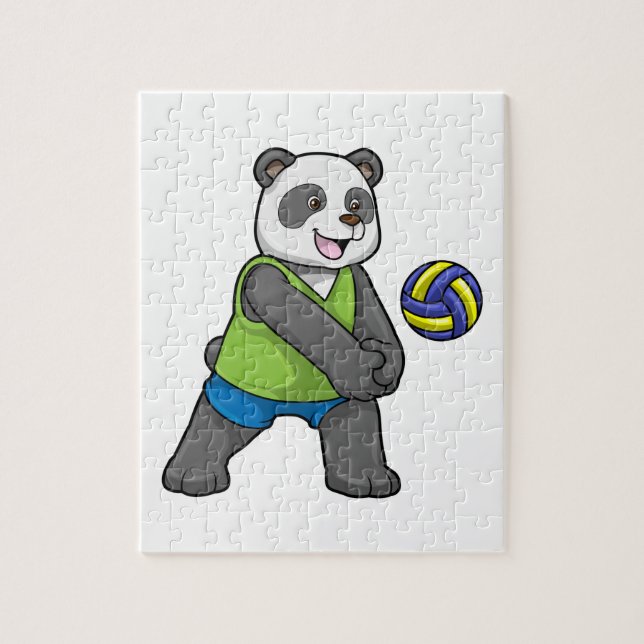 Puzzle Panda aux sports avec volleyball (Vertical)