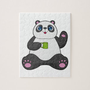 Puzzle Panda avec tasse de café