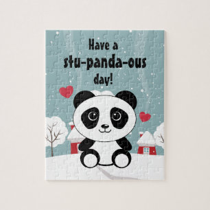 Puzzle Panda Bébé Cute En Hiver Gris Neige