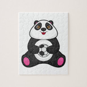 Puzzle Panda comme joueur de football avec balle de footb