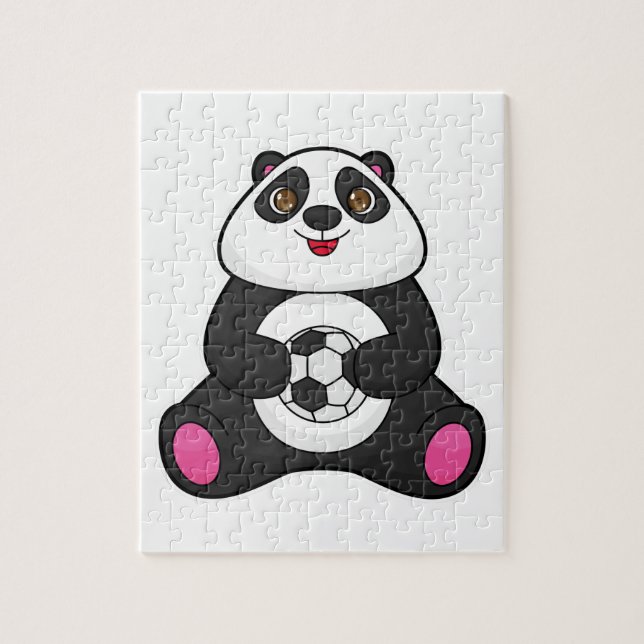 Puzzle Panda comme joueur de football avec balle de footb (Vertical)