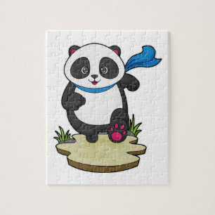 Puzzle Panda coureur avec Écarf