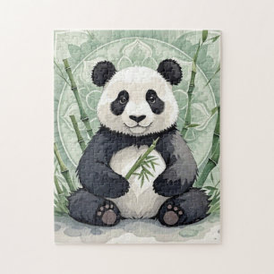 Puzzle Panda de Chubby assis dans une pose de lotus