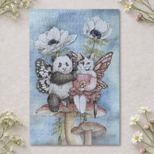 Puzzle Panda et chat fée amis avec des fleurs d'anémone