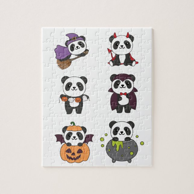 Puzzle Panda Halloween Witch Diable Citrouille Vampire Ji (Vertical)