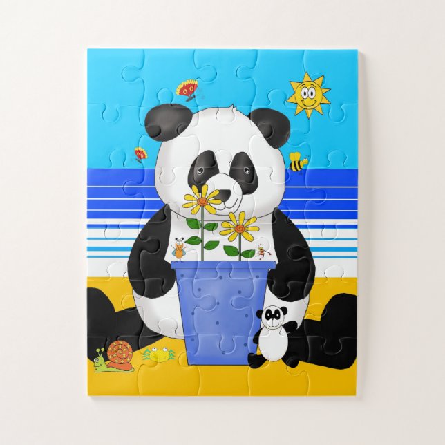 Puzzle Panda ours enfants plage amusante (Vertical)
