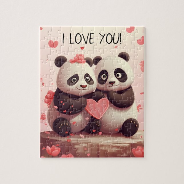 Puzzle Panda Valentine personnalisée mignonne (Vertical)
