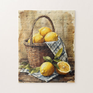 Puzzle Panier aquarelle de citrons