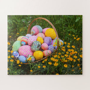 Puzzle Panier cousu à la main OEufs de Pâques avec fleu