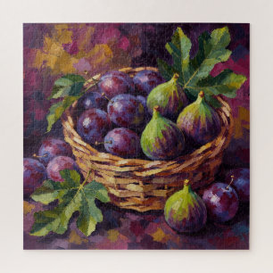 Puzzle Panier de figues et de prunes, peinture à l'huile