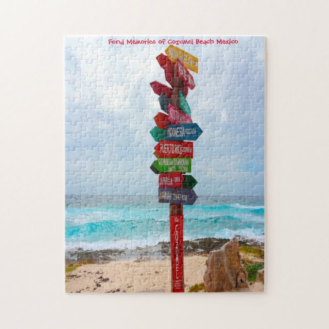 Puzzle Panneau de destination Cozumel Beach Mexique. Jigs (Vertical)