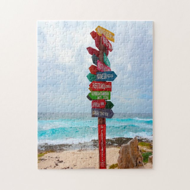 Puzzle Panneau indicateur de destination Plage de Cozumel (Vertical)