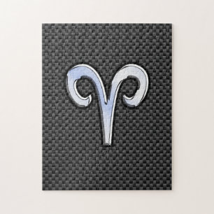 Puzzle Panneau Zodiac Silver Aries Black Carbon Fibre Pri