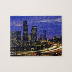 Puzzle panorama de Seattle, Washington la nuit
