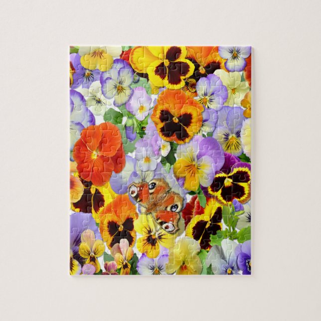 Puzzle Pansies et papillon (Vertical)