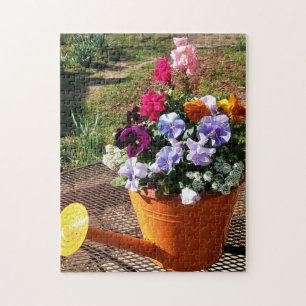 Puzzle  Pansy Flowers and Watering Can Photo 