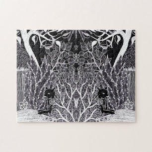 Puzzle Panthère noire dans la jungle - dessin au crayon