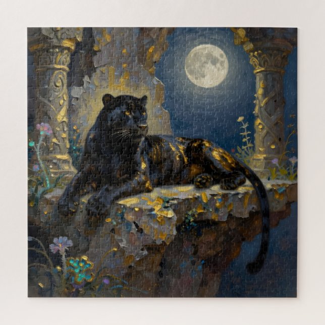 Puzzle Panthère noire sous la pleine lune  (Vertical)