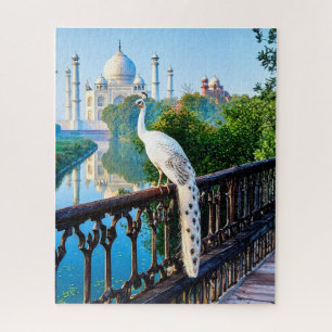Puzzle Paon blanc surplombant le Taj Mahal