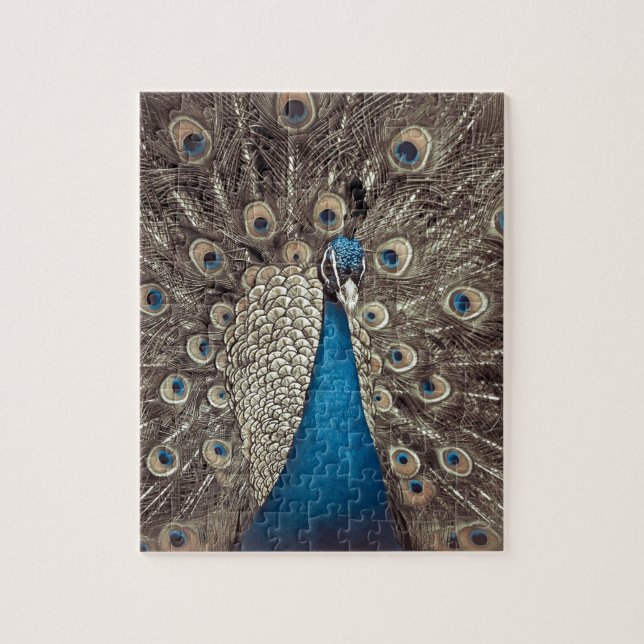 Puzzle Paon Bleu Antique (Vertical)