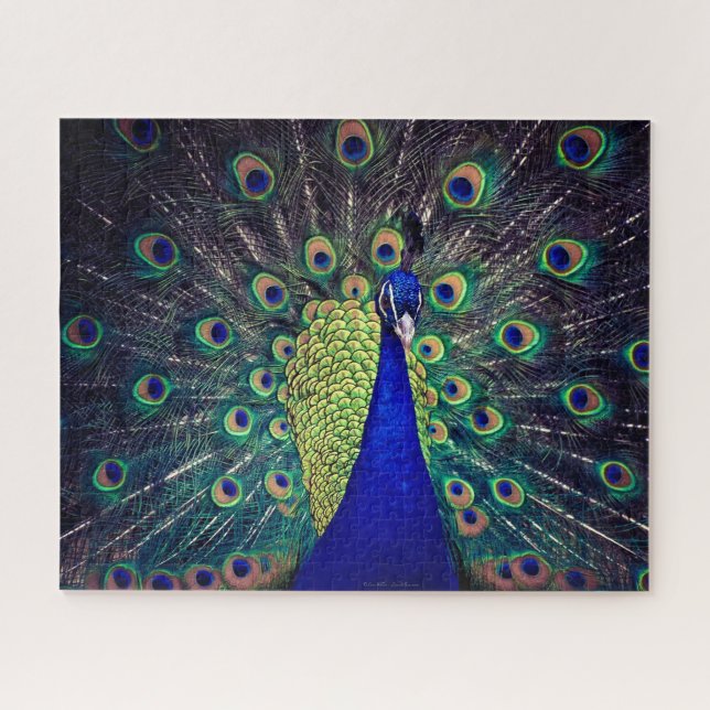 Puzzle Paon bleu cobalt (Horizontal)
