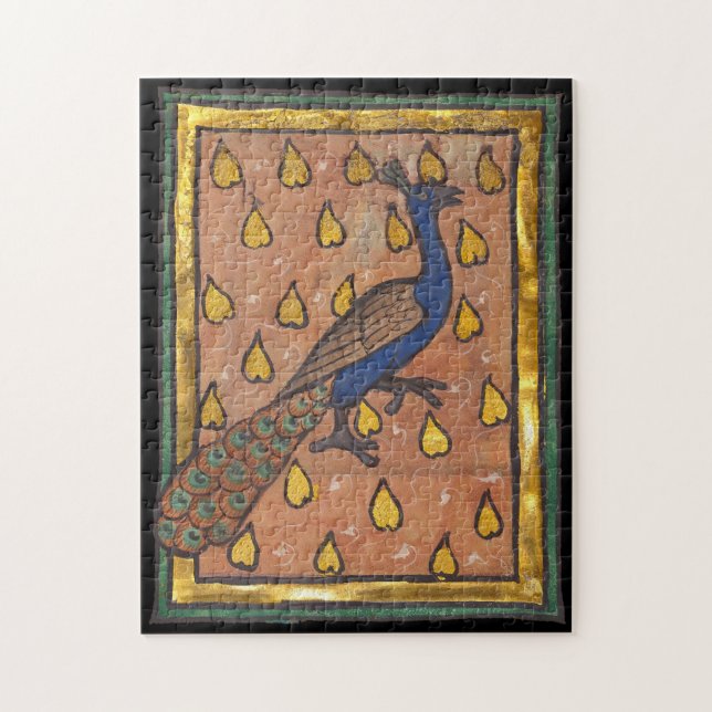 Puzzle Paon du bestiaire médiéval v. 1270 (Vertical)