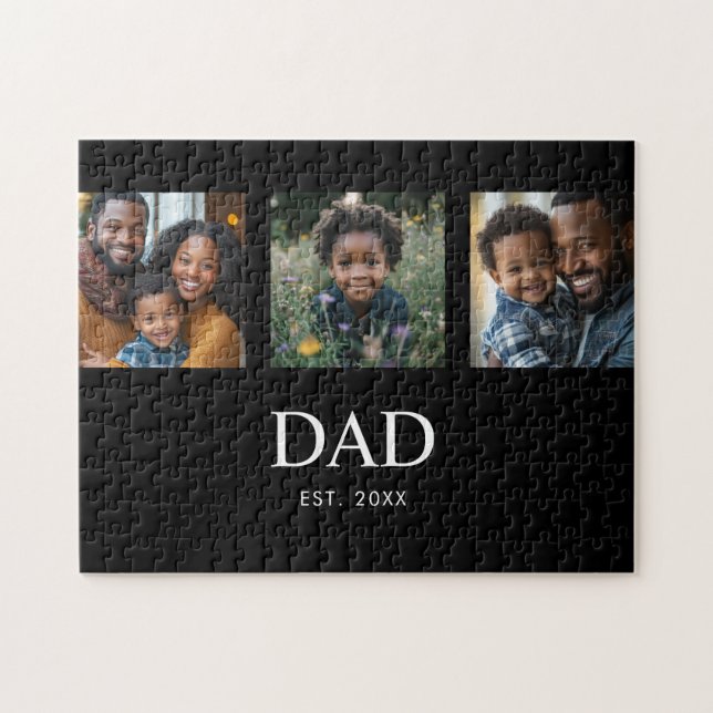 Puzzle Papa a établi Moderne Simple Gras Noir 3 Photo (Horizontal)