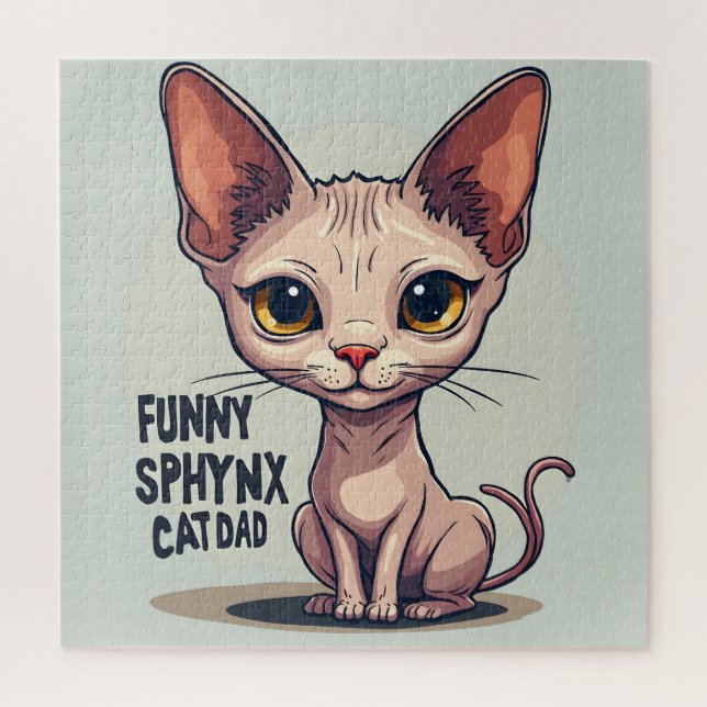 Puzzle Papa Chat Sphynx Drôle - Art de Dessin Animé (Vertical)