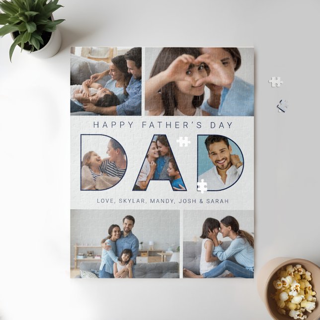 Puzzle Papa Happy Fête des pères Photo Collage (Dad Happy Father's Day Photo Collage Jigsaw Puzzle)