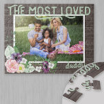 Puzzle Papa le plus aimé - Cadre rustique en bois foncé<br><div class="desc">Joli puzzle photo pour votre père - idéal pour la fête des pères ou un cadeau d'anniversaire. Le modèle est mis en place prêt pour vous d'ajouter votre propre photo et vous pouvez également éditer "papa" à votre titre préféré (c.-à-d., papa, papa, etc), si vous le souhaitez. Cette aquarelle à...</div>