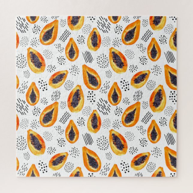 Puzzle Papaya fruits : motif d'aquarelle abstraite. (Vertical)