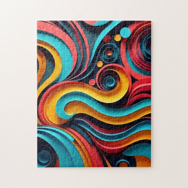 Puzzle Papercut Vagues colorées (Vertical)