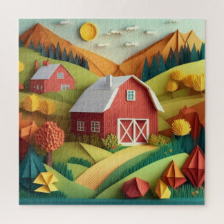 Puzzle Papier Art Origami Style Paysage Scène