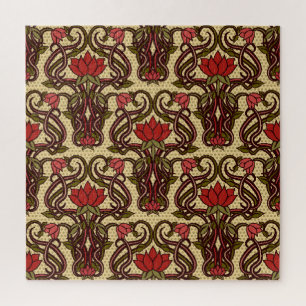 Puzzle Papier peint à fleurs Art Nouveau.