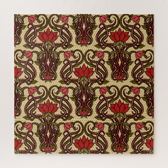 Puzzle Papier peint à fleurs Art Nouveau. (Vertical)