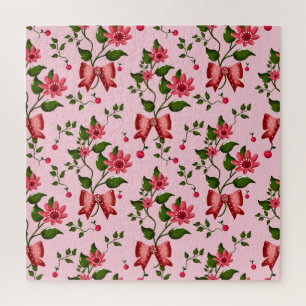 Puzzle Papier peint à motif de nœud floral coquet
