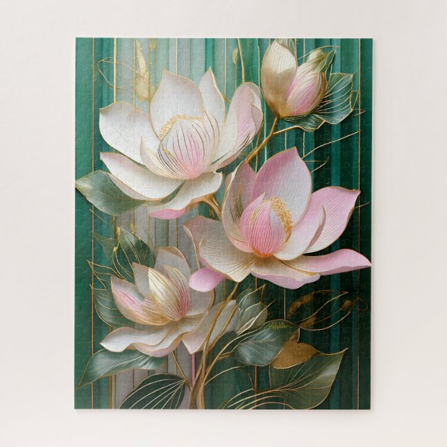 Puzzle Papier peint en fleurs japonais Magnolia Art (Vertical)