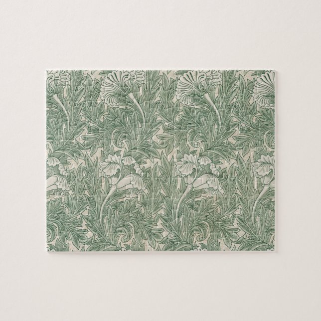 Puzzle papier peint textile tulipe william morris vert (Horizontal)