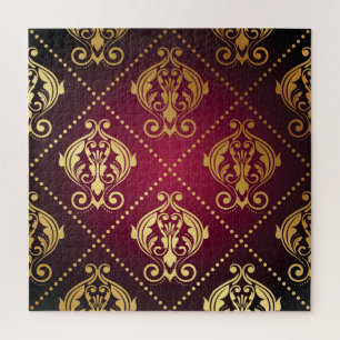 Puzzle Papier peint Vintage Maroon Gold Orament