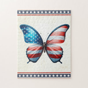Puzzle papillon 4 juillet patriotique américain