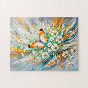 Puzzle Papillon à pointe orange avec Daffodils Peinture à