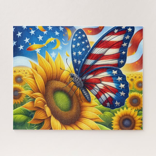 Puzzle Papillon américain tournesol (Horizontal)