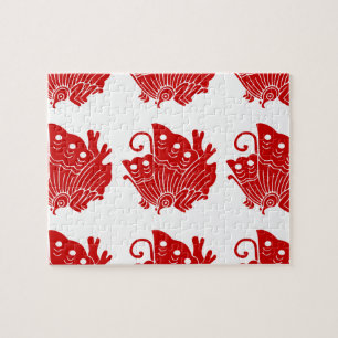 Puzzle Papillon asiatique Japonais Conception Kamon