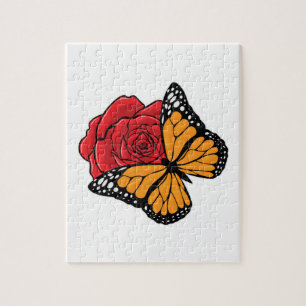 Puzzle Papillon avec Rose