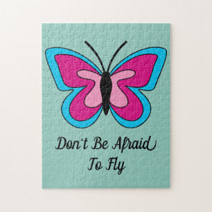 Puzzle Papillon bleu magenta rose   Ajouter du texte